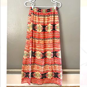 Pink Aztec Maxi Skirt